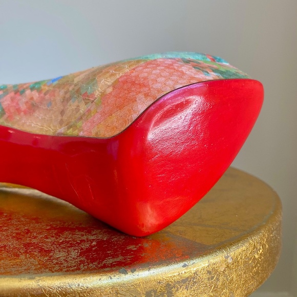 Excellent Christian Louboutin Troca 140 Python Pixel - Red Bottoms Size EU 38 - Picture 4 of 16